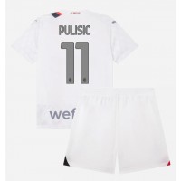 Otroški Nogometni dresi AC Milan Christian Pulisic #11 Gostujoči 2023-24 Kratek Rokav (+ Kratke hlače)